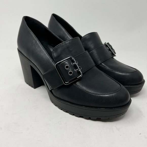 Mix No. 6 Shoes - (SOLD)Mix No. 6 Shoes sz 7 ½” Janesa Black Platform Waffle Sole Slip on Buckle